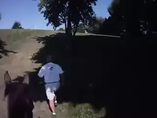 Girl wear a helmet cam