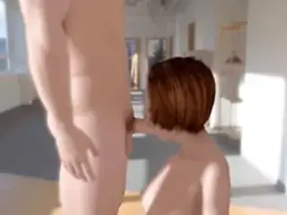 3d animated redhead blowing a big cock