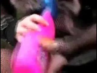 Crazy blonde masturbating on the highway