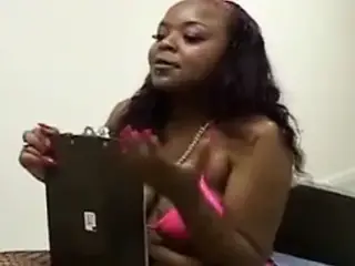 Fat black lesbian dildo testing