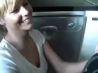 Beautiful blonde fucked in the kitchen