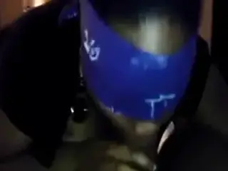 Tenant in blue bandana blindfold