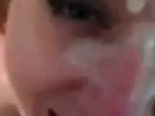 Slutty milf gets a facial