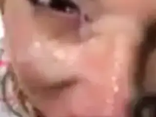 Slutty milf gets a facial in the woods