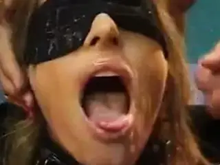 Blindfold bukkake slave part1