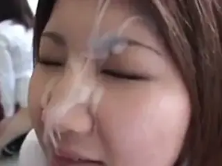 japanese girl takes a good facial