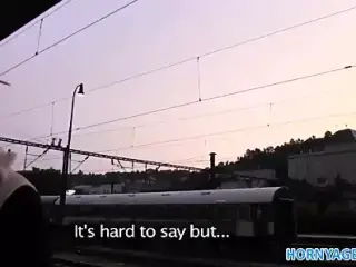 HornyAgent Redhead Alice is fucked behind the train station