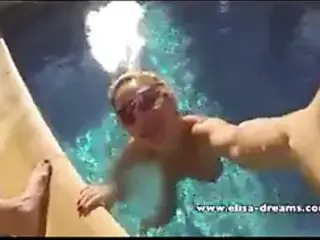 Naughty, naked and fucking in my friend's pool