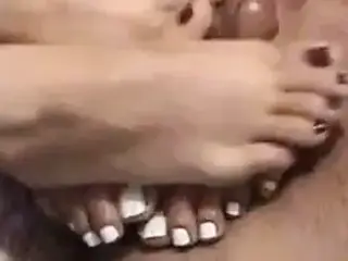 latina footjob cumshot
