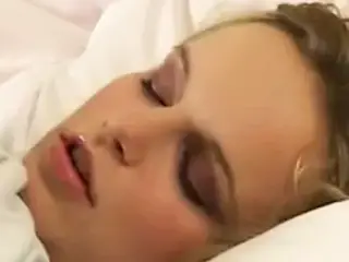 Busty blonde playing