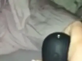 BBW using toys to gush all over her bed