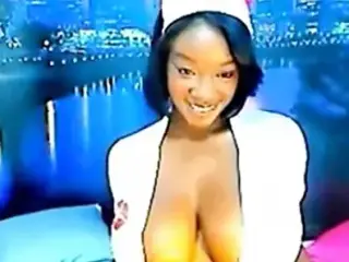 Ebony nurse with huge