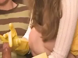 Horny Handjob in The Kitchen