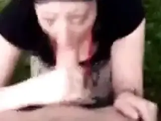 brit goth sucking cock in woods