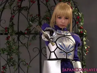 Cosplay FSN Saber enjoys creampie after being fingered by Sh