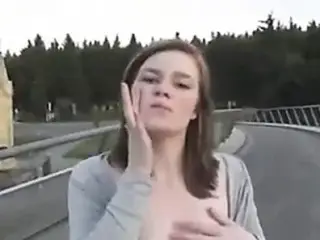 Outdoor blowjob with facial ending