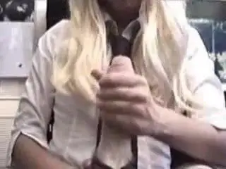 Blonde jerk a big cock