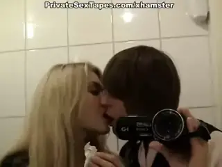 Hot and sexy couple fucking heavily in the public restroom