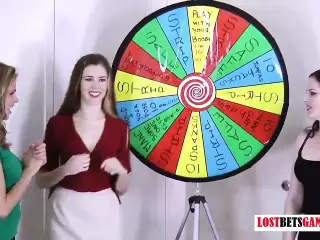 3 very pretty girls play a game of strip spin the wheel