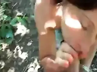 Outdoor cum in mouth