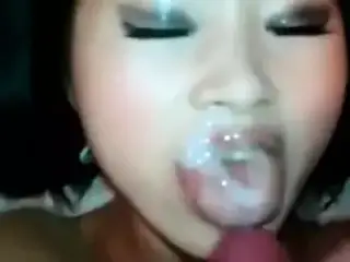 Beautiful Asian face for cum