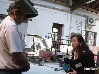 German 63yr old Granny Seduce to Fuck on Workplace