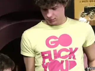 Gay teen dudes fuck while alone