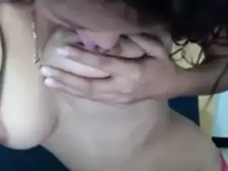 Big titty slut licking long nipples up close
