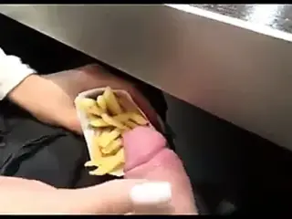 Cumslut enjoys man mayo on her french fries