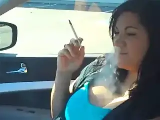 woman smoking in car 1