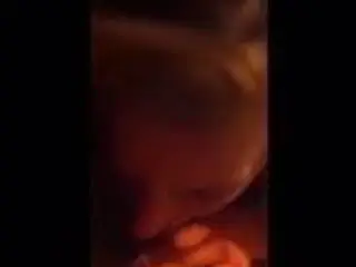 Hot blond giving sloppy blowjob