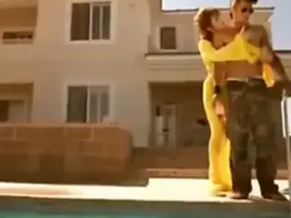 Older woman and pool boy scene