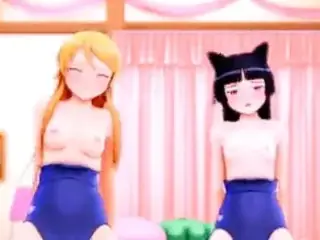 Kirino Kousana & Kuroneko cute ball riding (Oreimo)