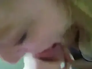 Blonde bathroom blowjob with CIM