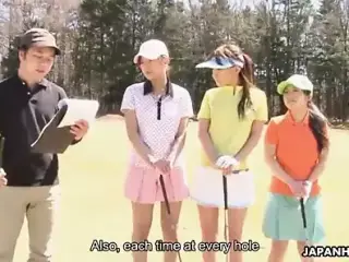 Asian golf bitch gets fucked and cummed on