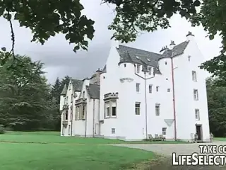 Kinky schoolgirls wearing Scottish skirt and fucking for bet