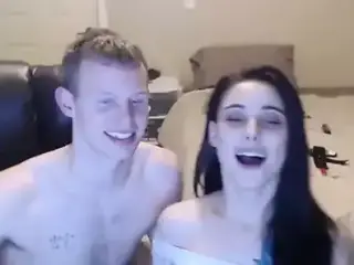 Brunette licks her bf's ass and he giggles