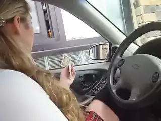 Double Dildo Herself At A Drive Thru