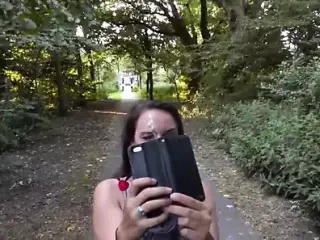 Slut Gets Facialed and Walks Around The Park