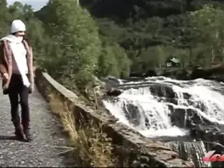 Lonely girl from Norway masturbates outdoor