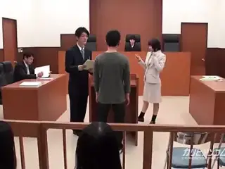 asian lawyer having to hand job in the court