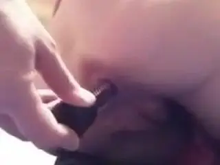 Anal masturbation with dildo up tight asshole