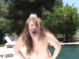 Tessa - Cheerleader Having Fun By The Pool