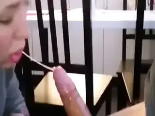 Blonde girl swallows that cock like it is nothing