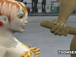 3D Cartoon Alien Vixen Getting a Double Teaming