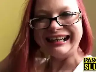 Redhead nympho slag does what shes told