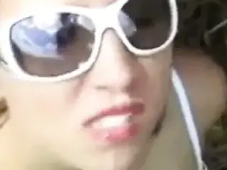 Amateur outdoor deepthroat and cum play