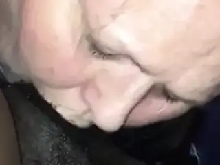 Old BBW sucks black dick