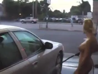 Washing the car Nude