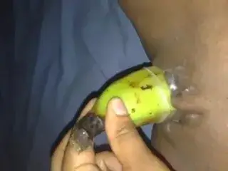 MILF masterbatting with banana
